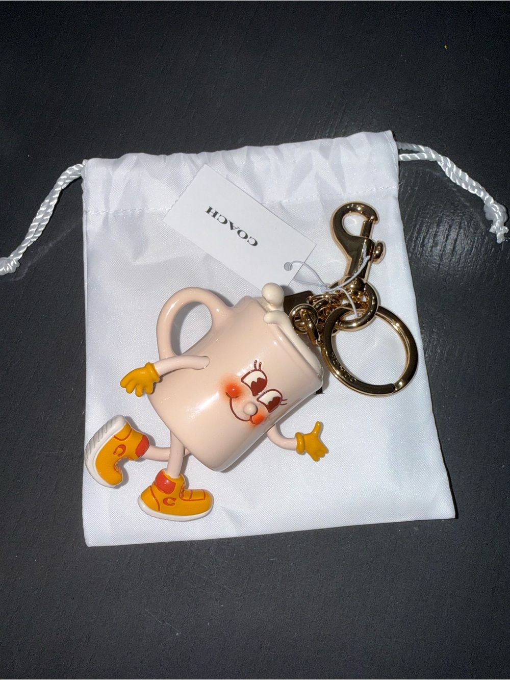 Coach Coffee Shop Little Miss Jo Mug Key Charm with Gold Accents